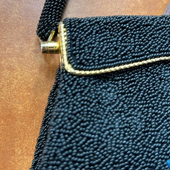 Vintage Beaded Handbag Gold Flap Hinge Stunning - Picture 3 of 9